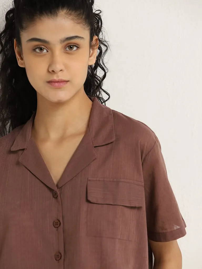 Superstar Taupe Solid Cotton Shirt