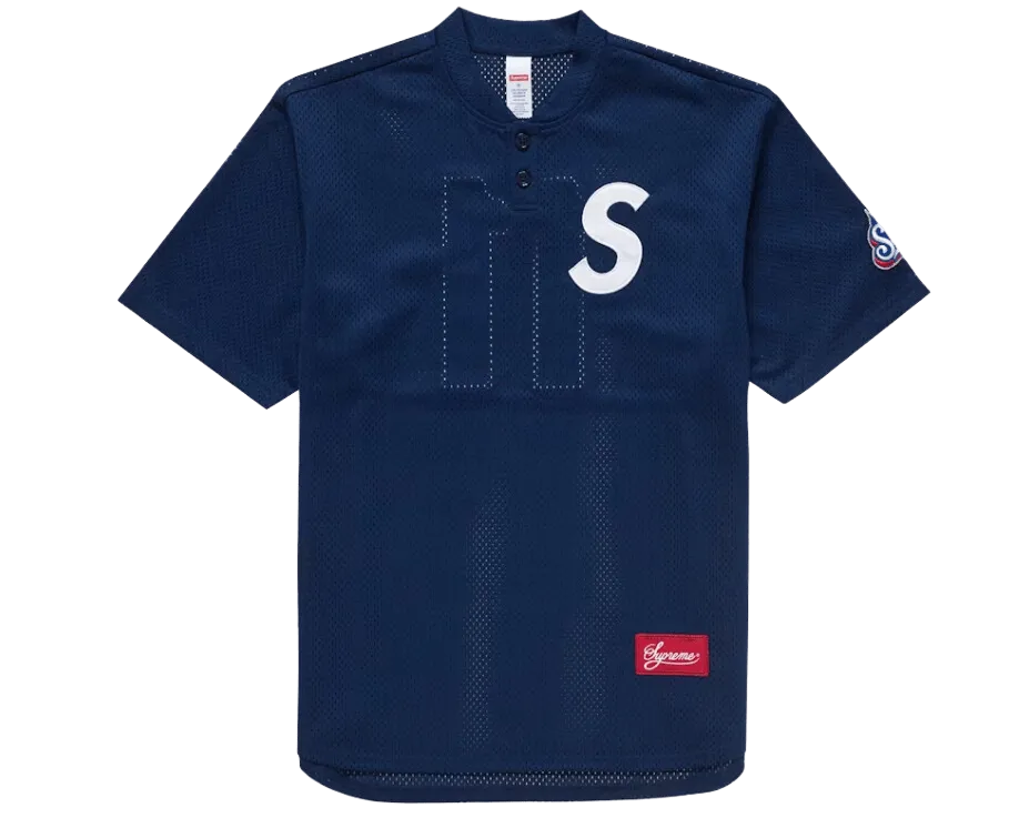 Supreme S Logo Baseball Henley Navy