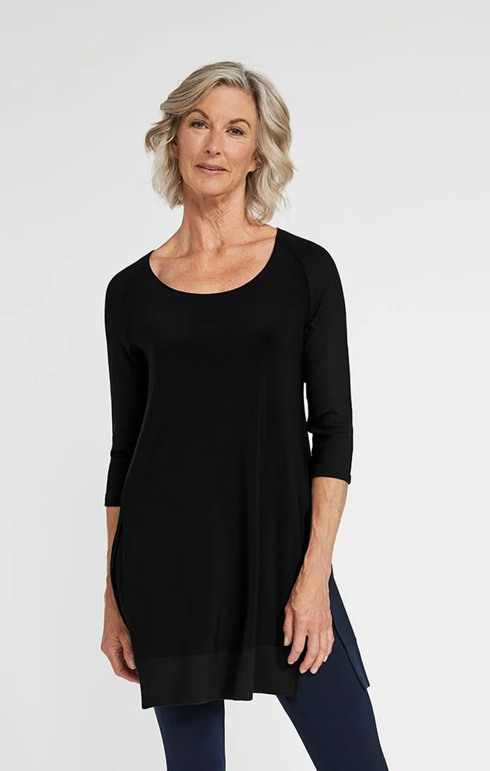 Sympli, 23167-2 Motion Trim Raglan Tunic, 3/4 Sleeve