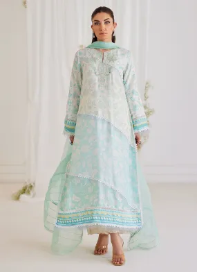 Tara Luxe Edit '24 - Carman Aqua Shirt And Dupatta