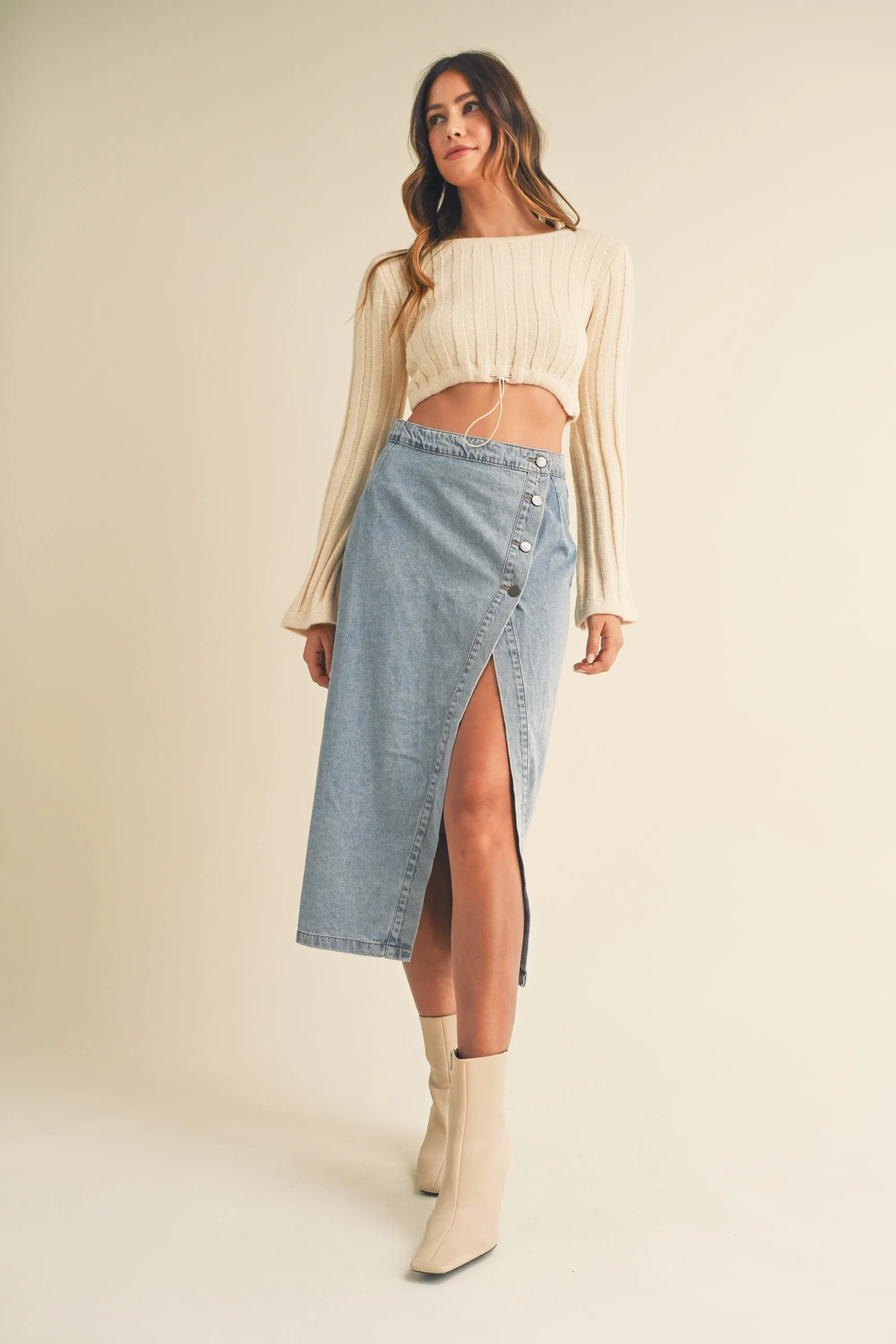 Vanessa Slit Denim Skirt