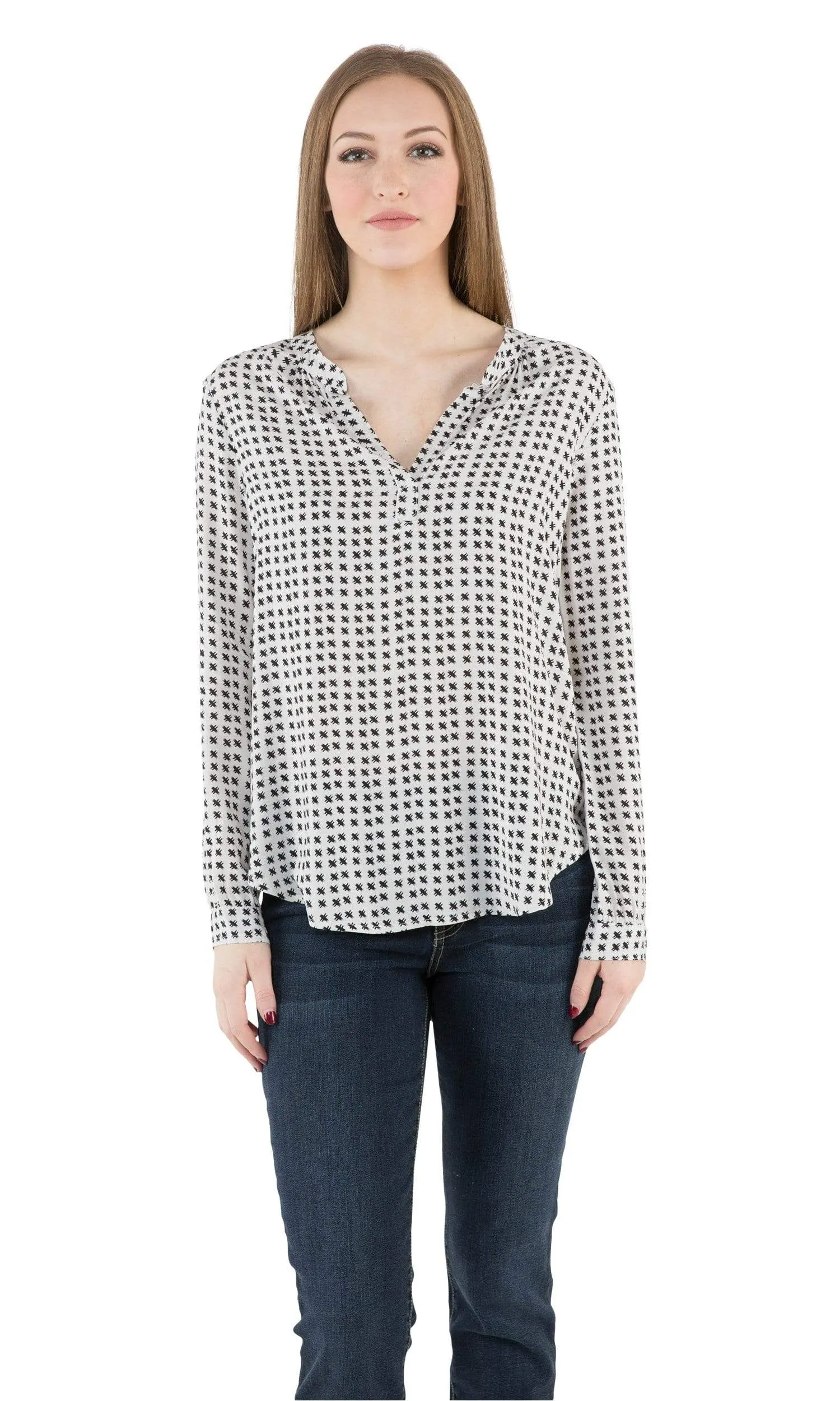 Velvet by Graham & Spencer Jena Henley High Low Blouse