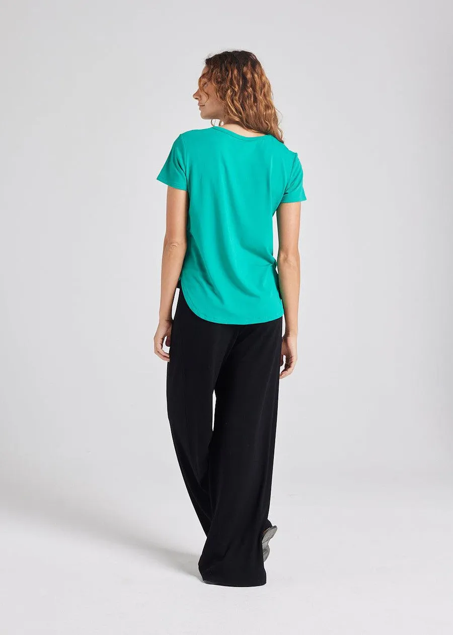 Veronica Bamboo V-Neck T-Shirt - Emerald Green