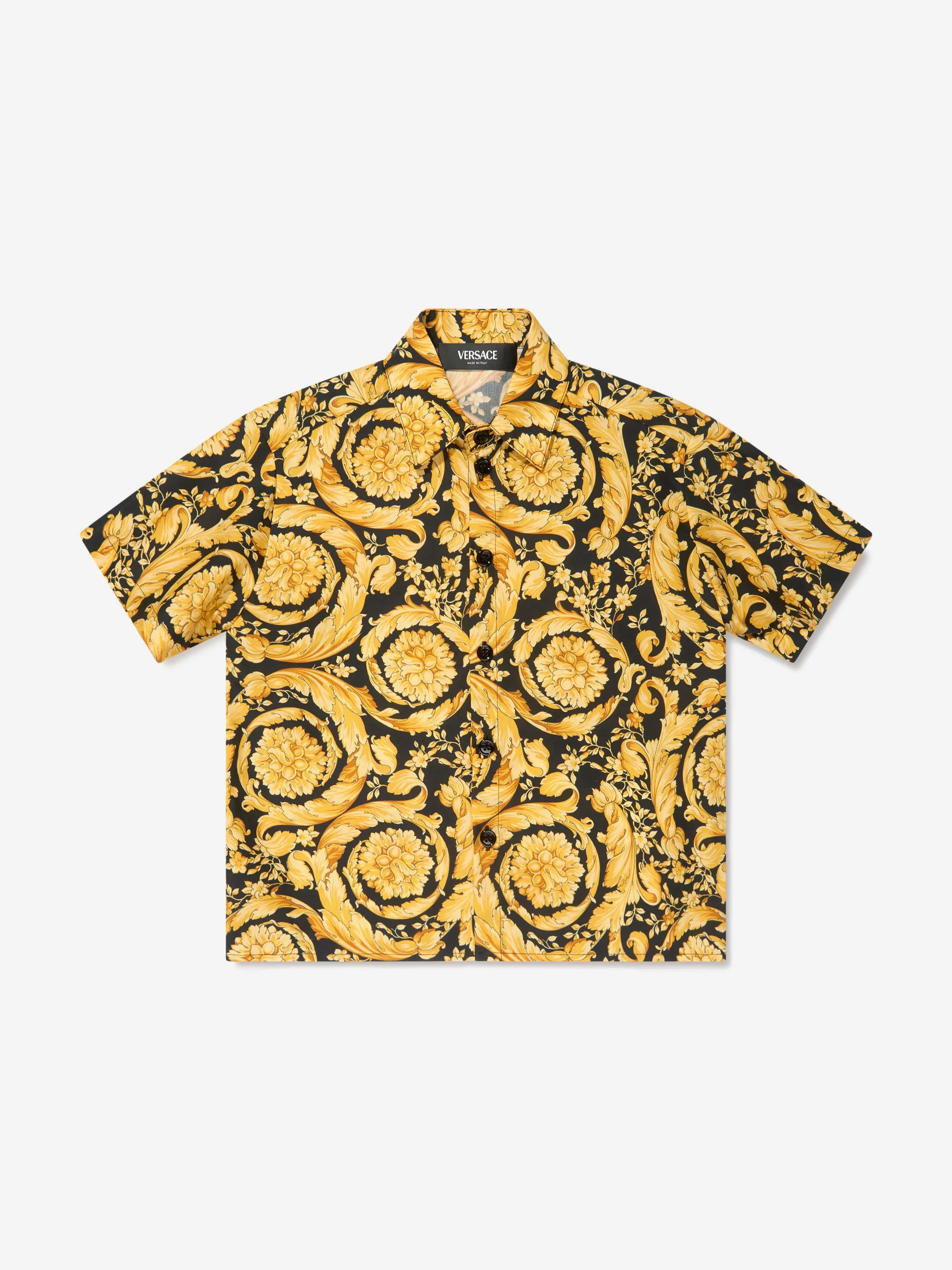 Versace Boys Barocco Print Shirt in Gold