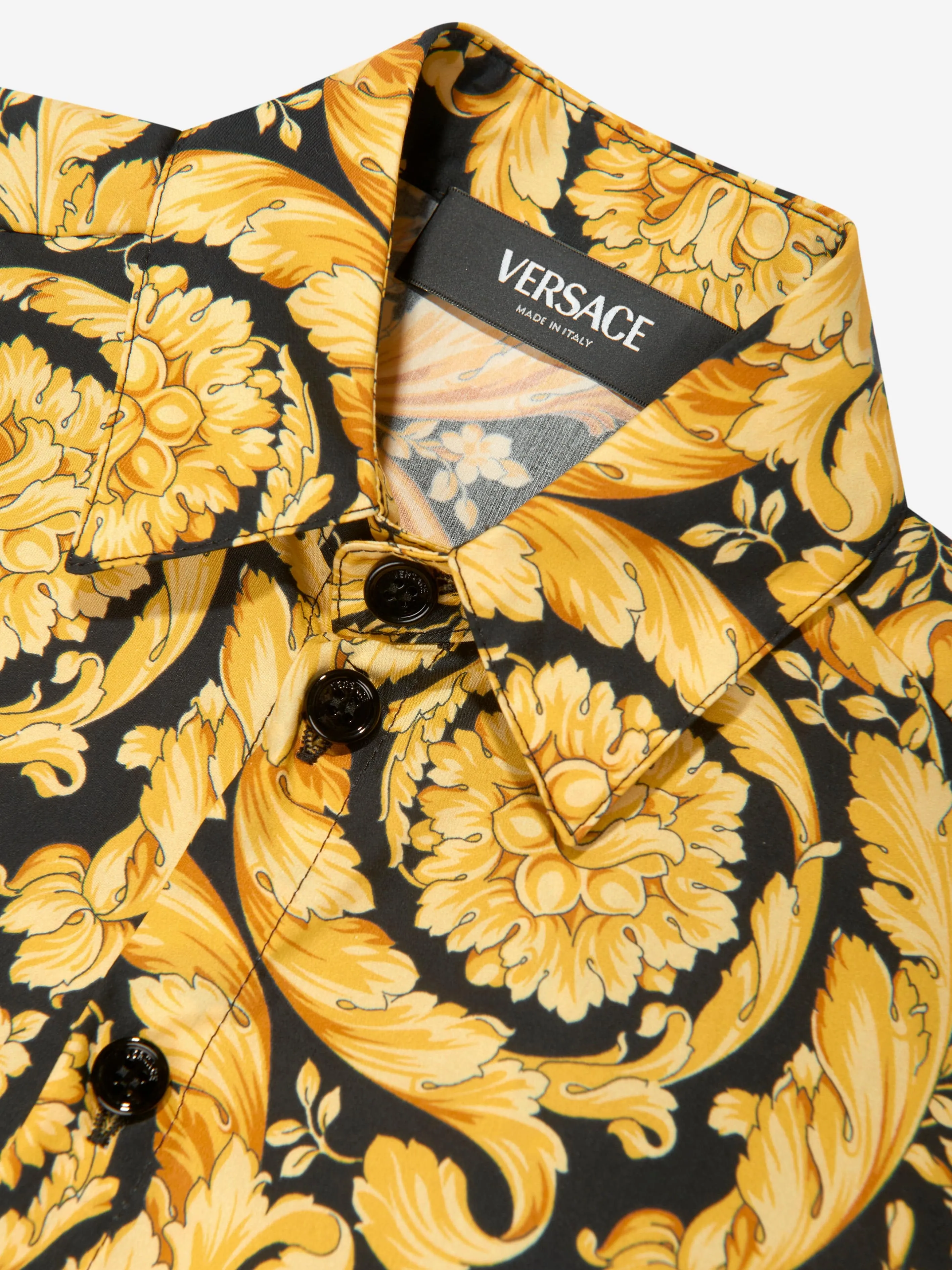 Versace Boys Barocco Print Shirt in Gold