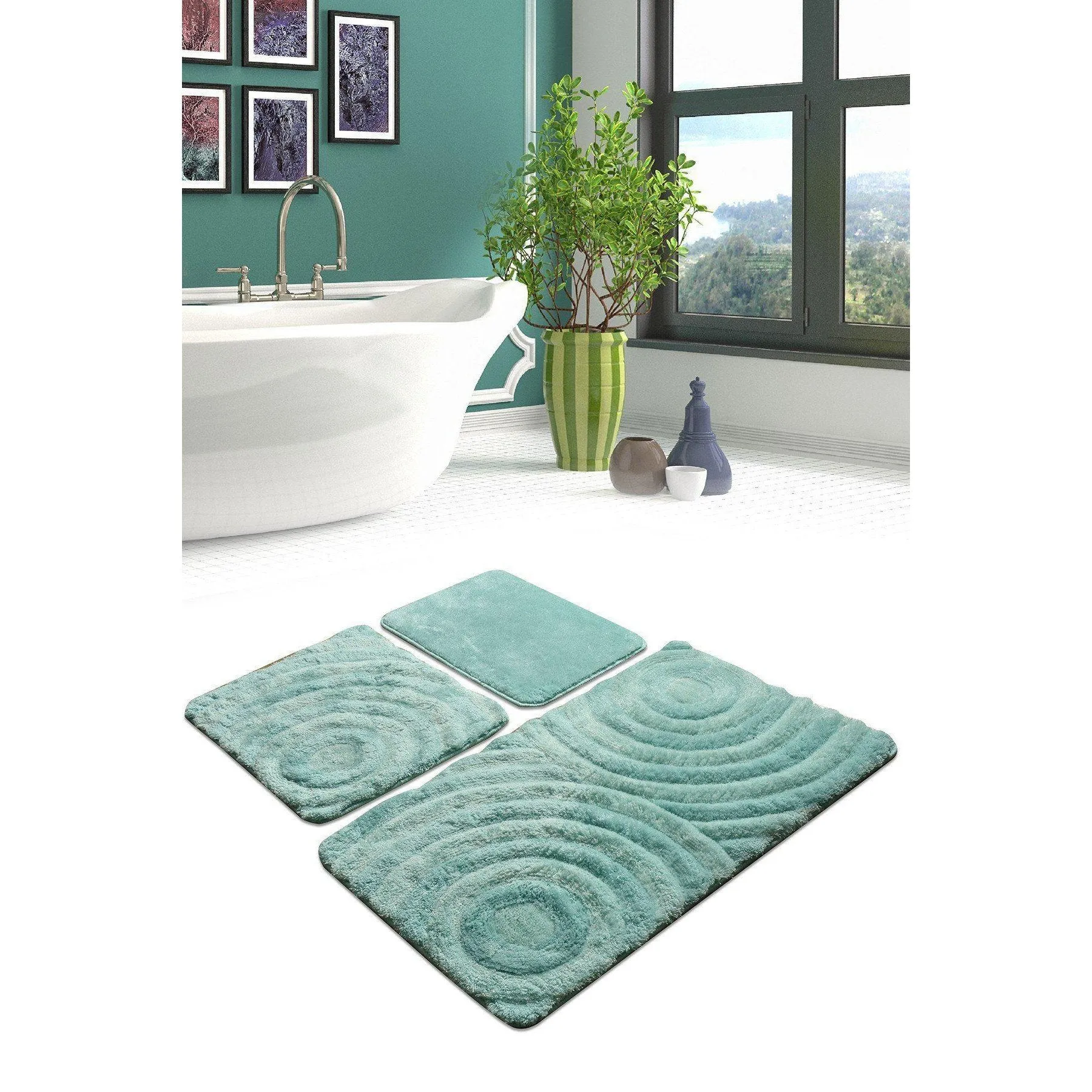 Wave - Mint 3  Bath Mat