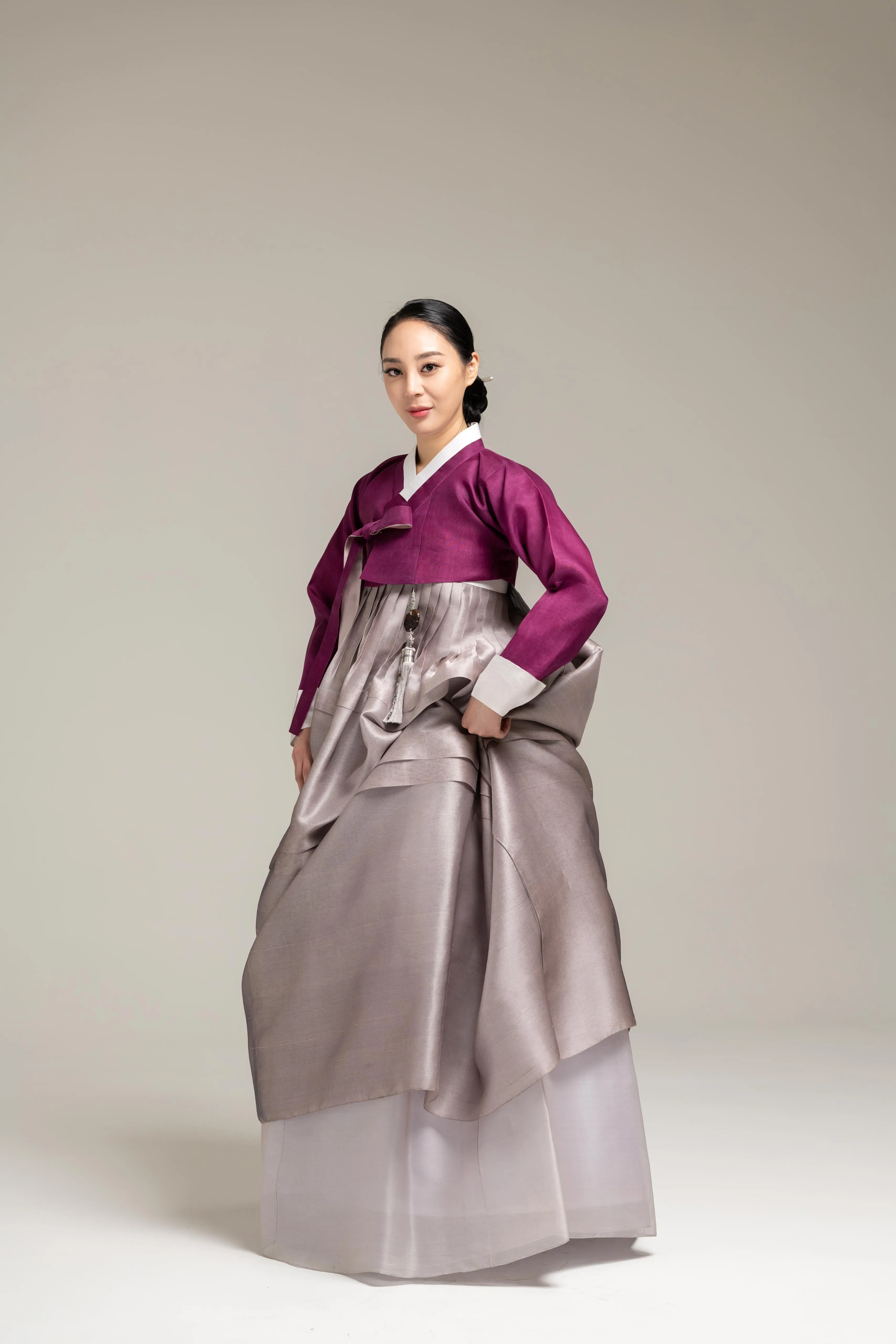 Wine Tone Jeogori & Layered Skirt