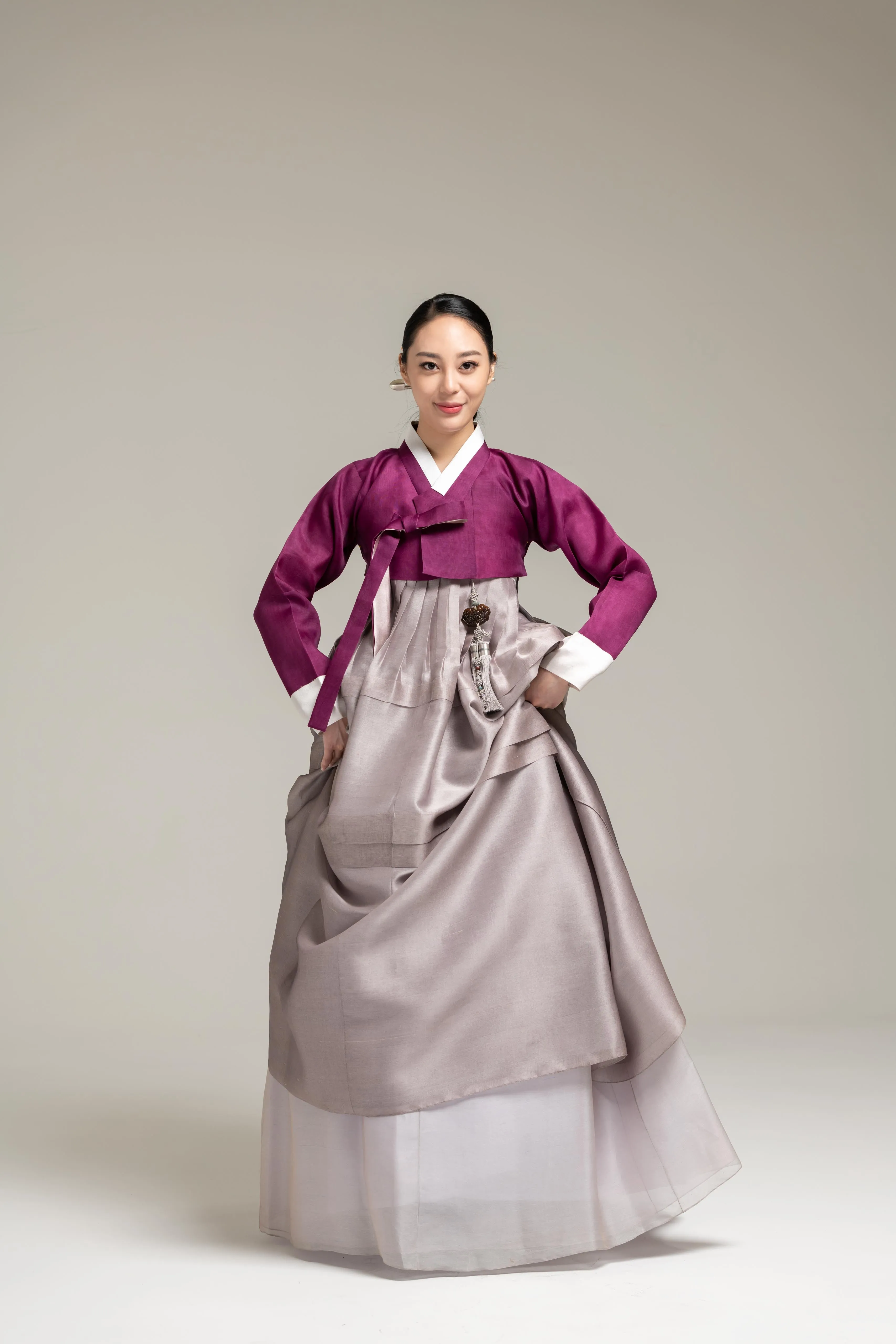 Wine Tone Jeogori & Layered Skirt