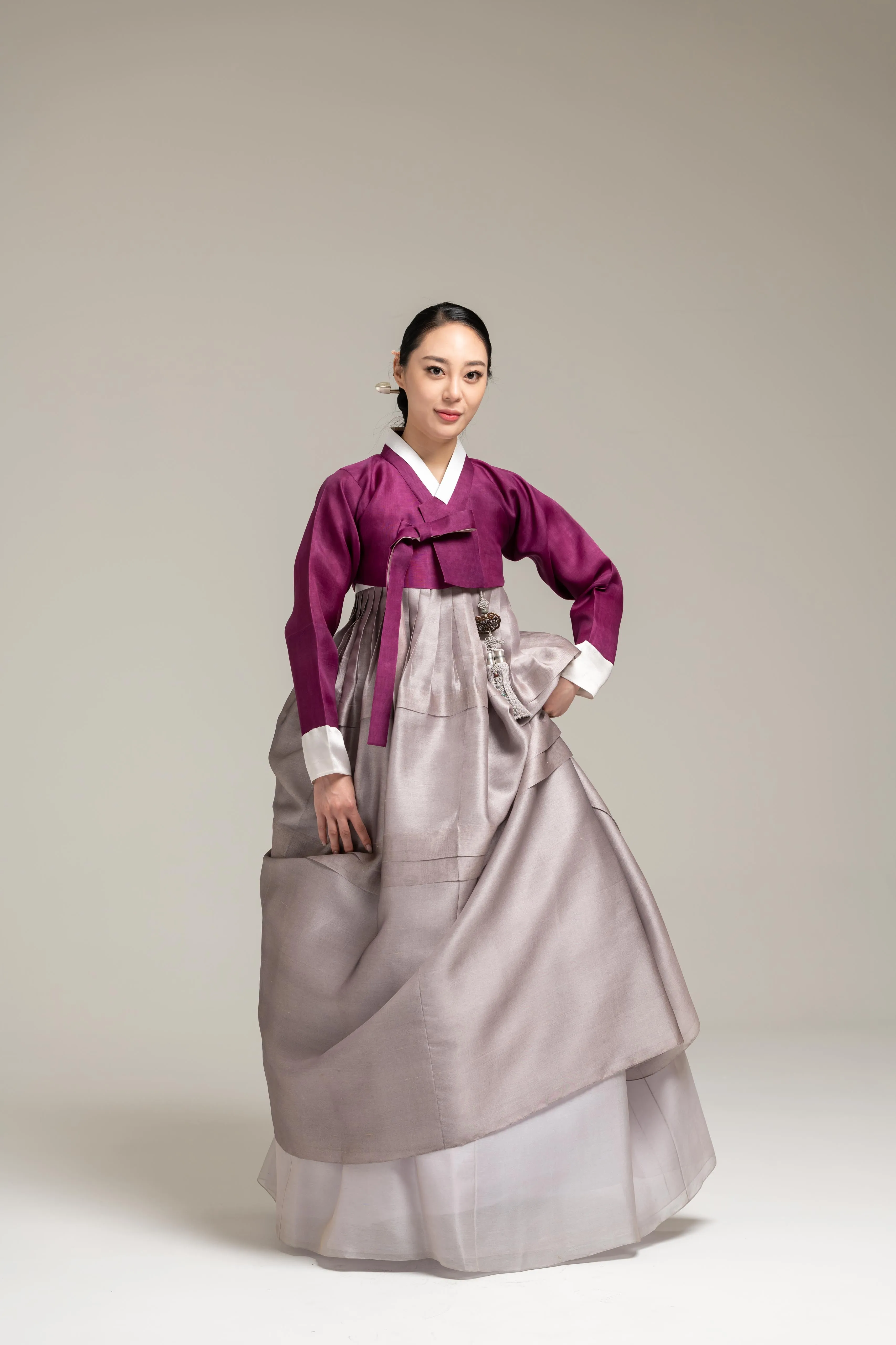 Wine Tone Jeogori & Layered Skirt