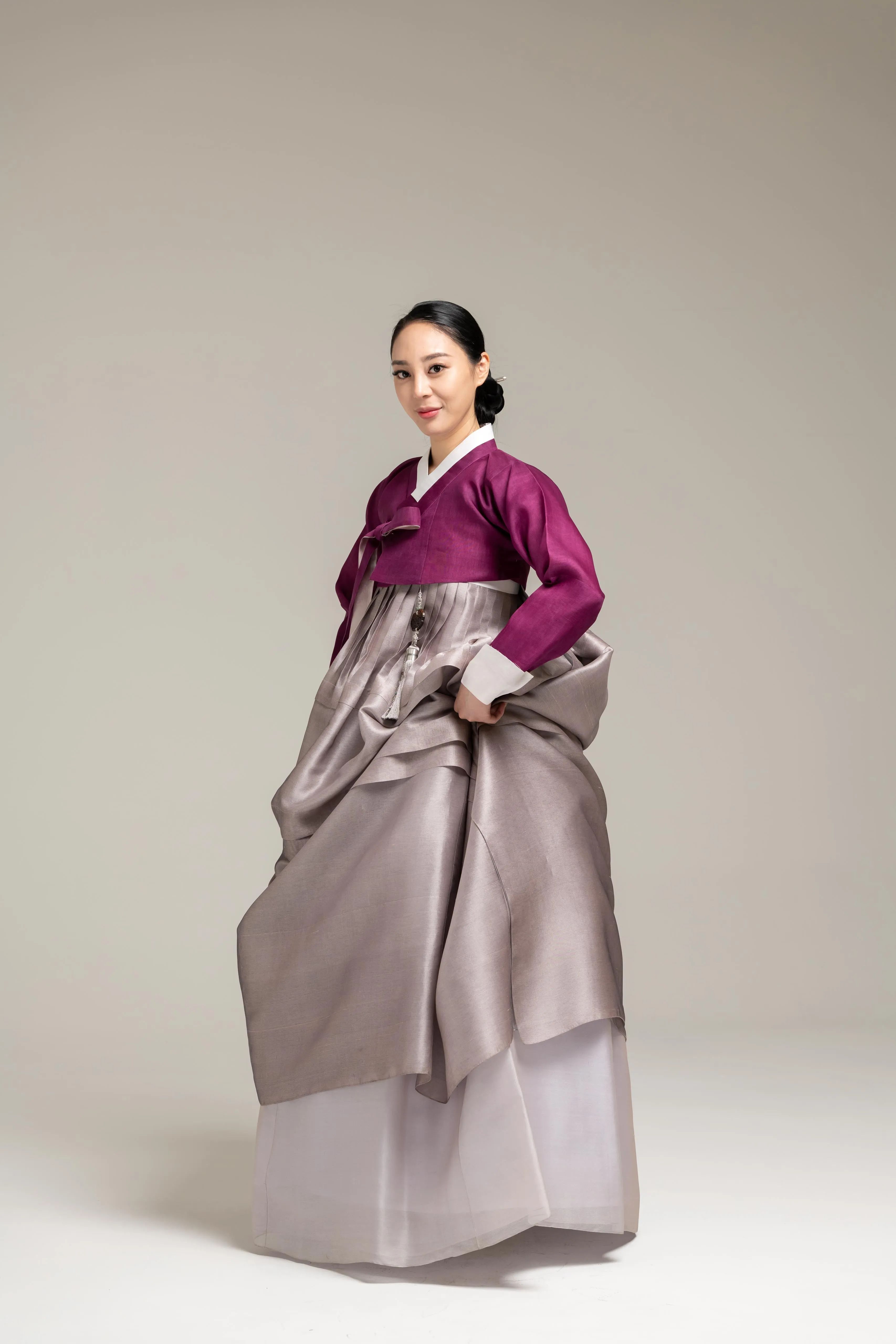 Wine Tone Jeogori & Layered Skirt