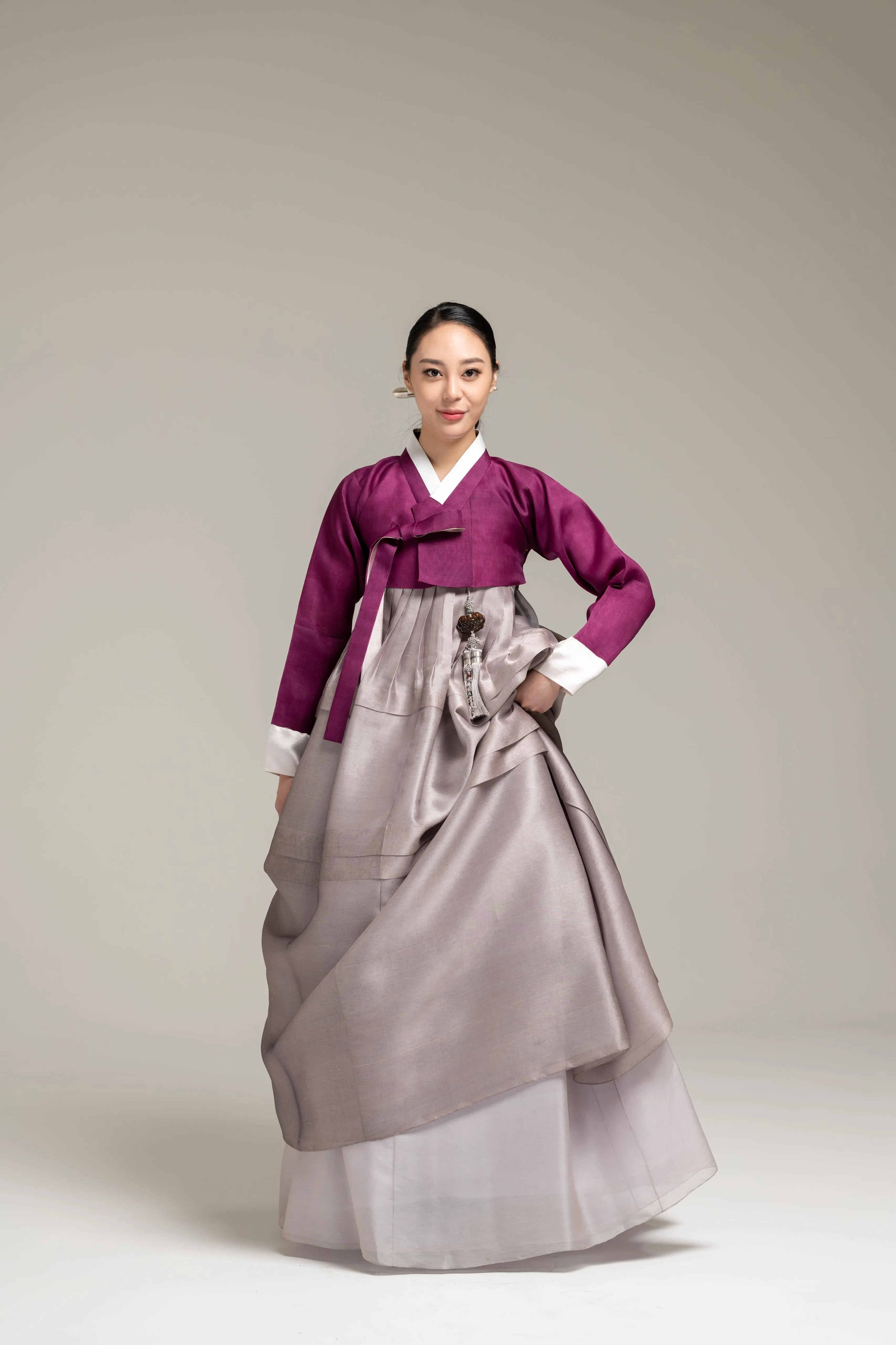 Wine Tone Jeogori & Layered Skirt