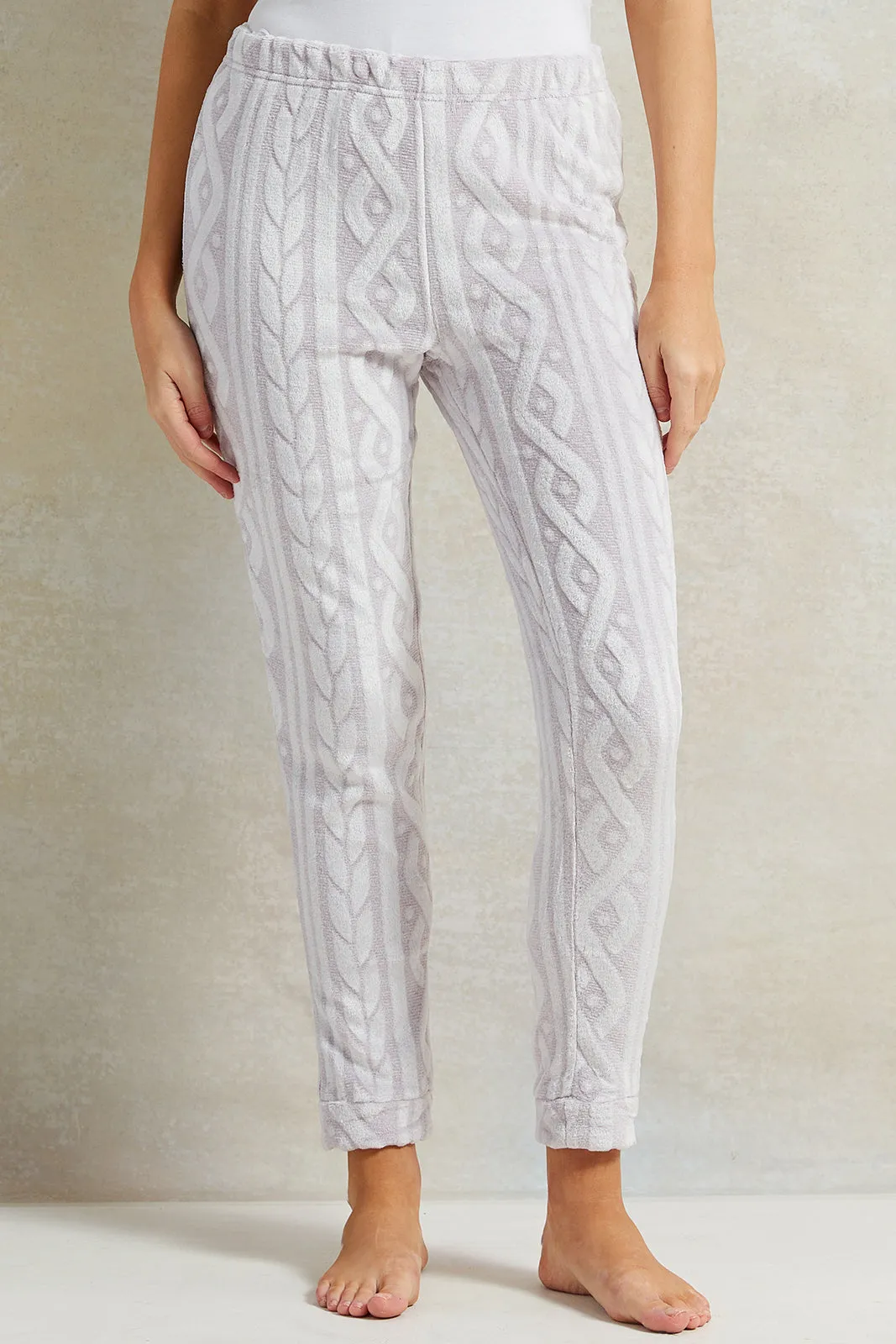 Women Ivory Textured Pyjama Set (2 Piece)