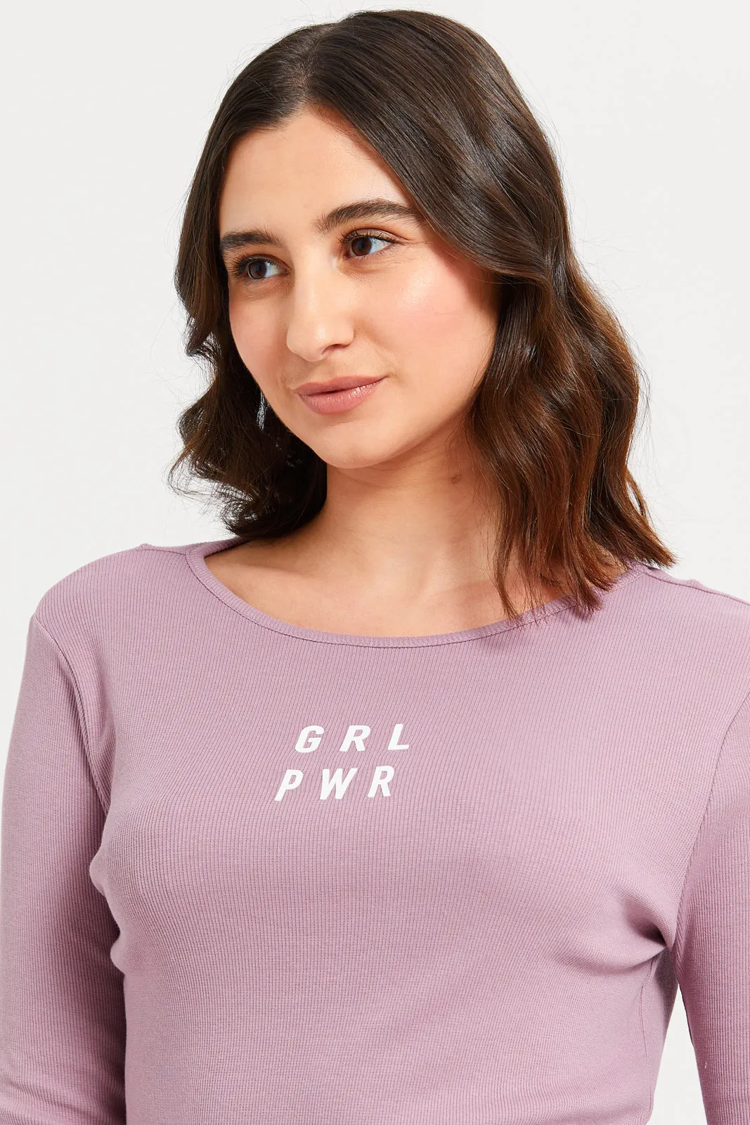 Women Lilac Grl Pwr Print T-Shirt