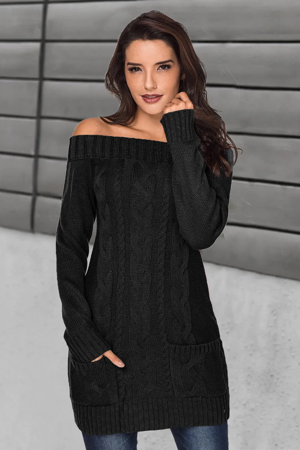 Womens Cable Knit Sweater Dress