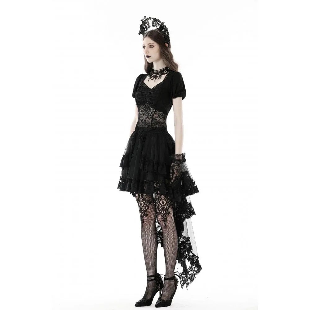 Women's Punk Irregular Ruffled Lace Skirt