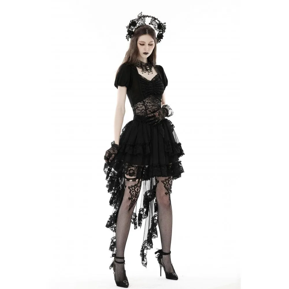 Women's Punk Irregular Ruffled Lace Skirt