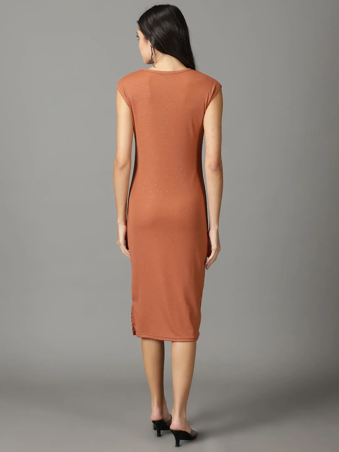 Women's Rust Embellished Bodycon Dress