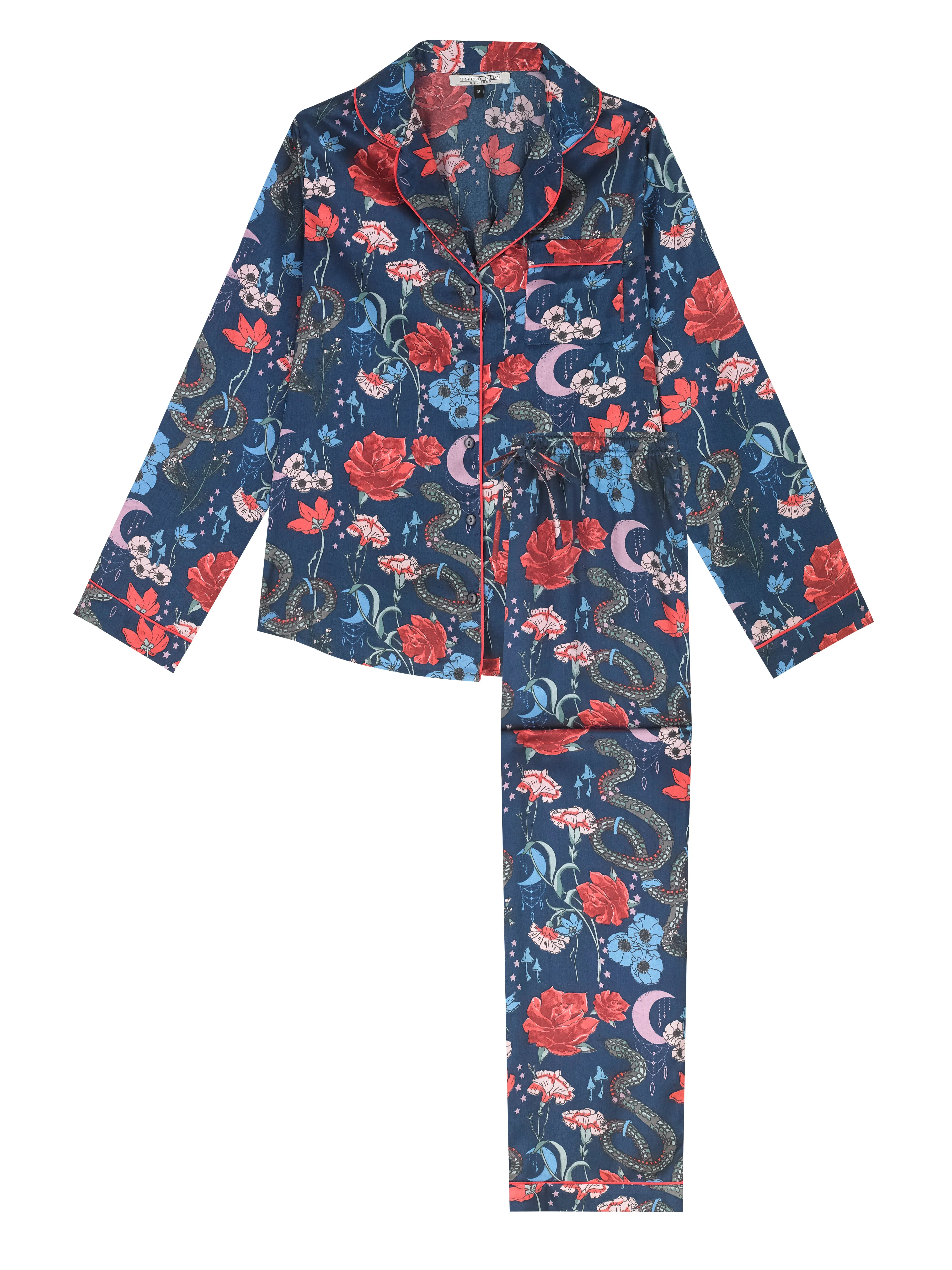 Womens Satin Traditional Pyjamas Eden Garden