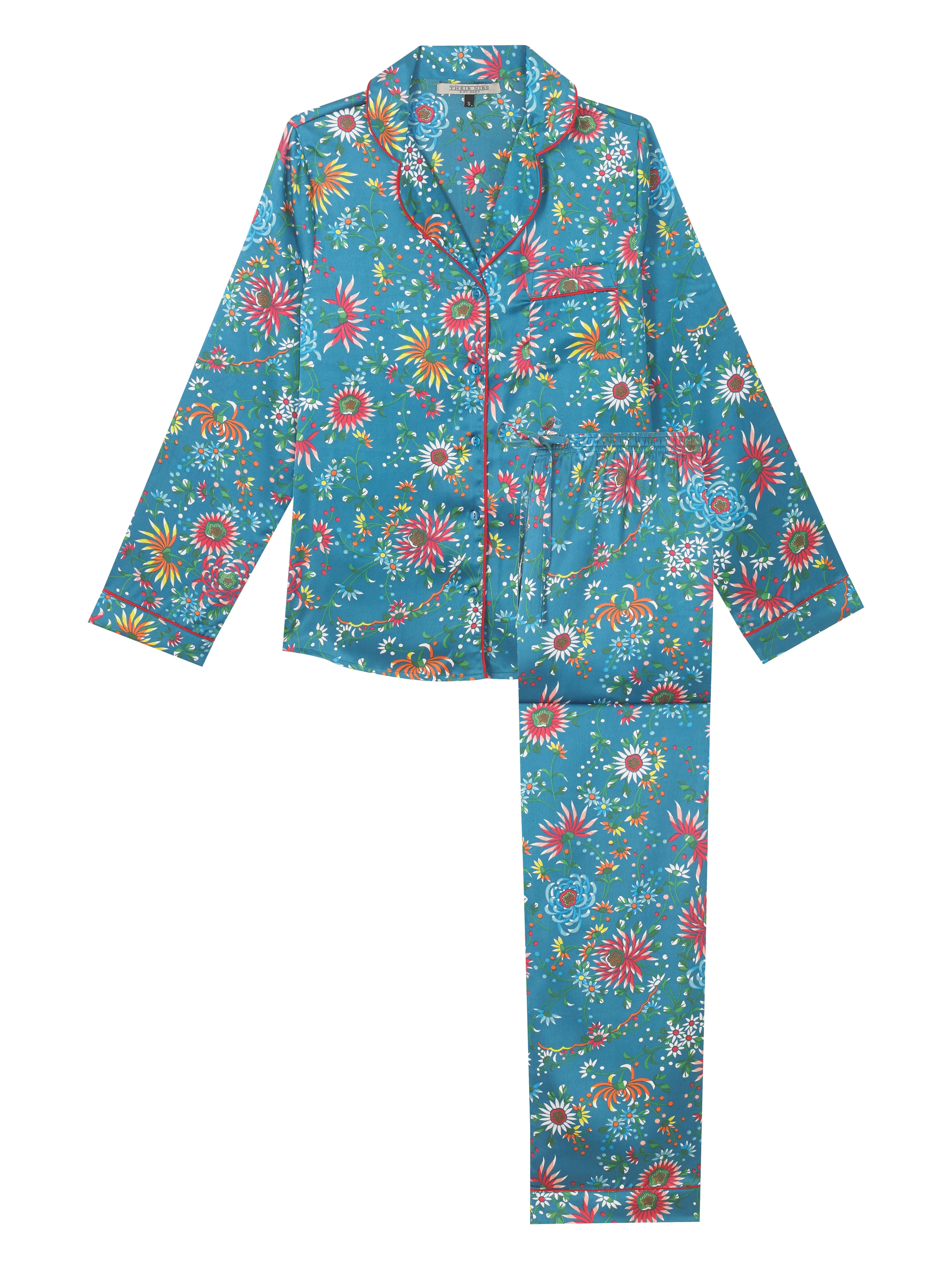 Womens Satin Traditional Pyjamas Firework Embroidery