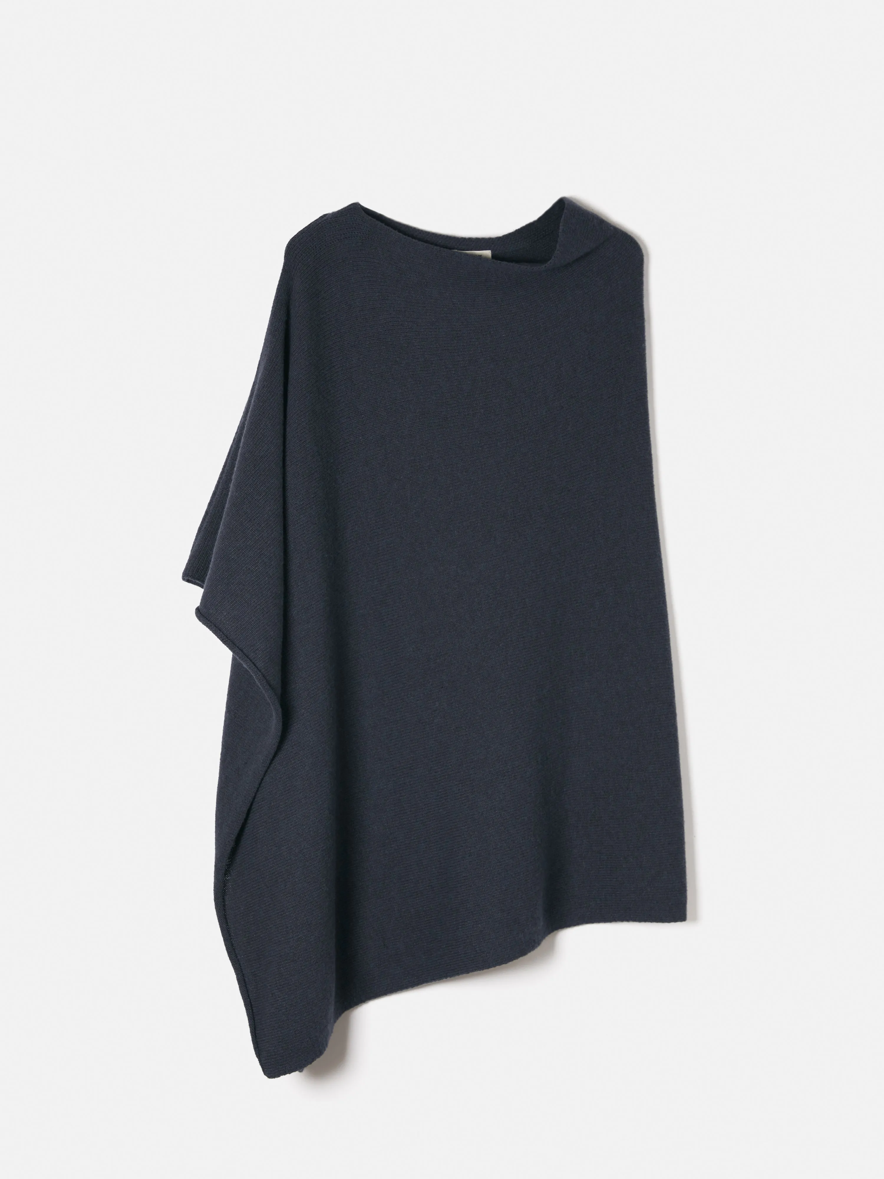 Wool Cashmere Blend Drape Poncho | Slate