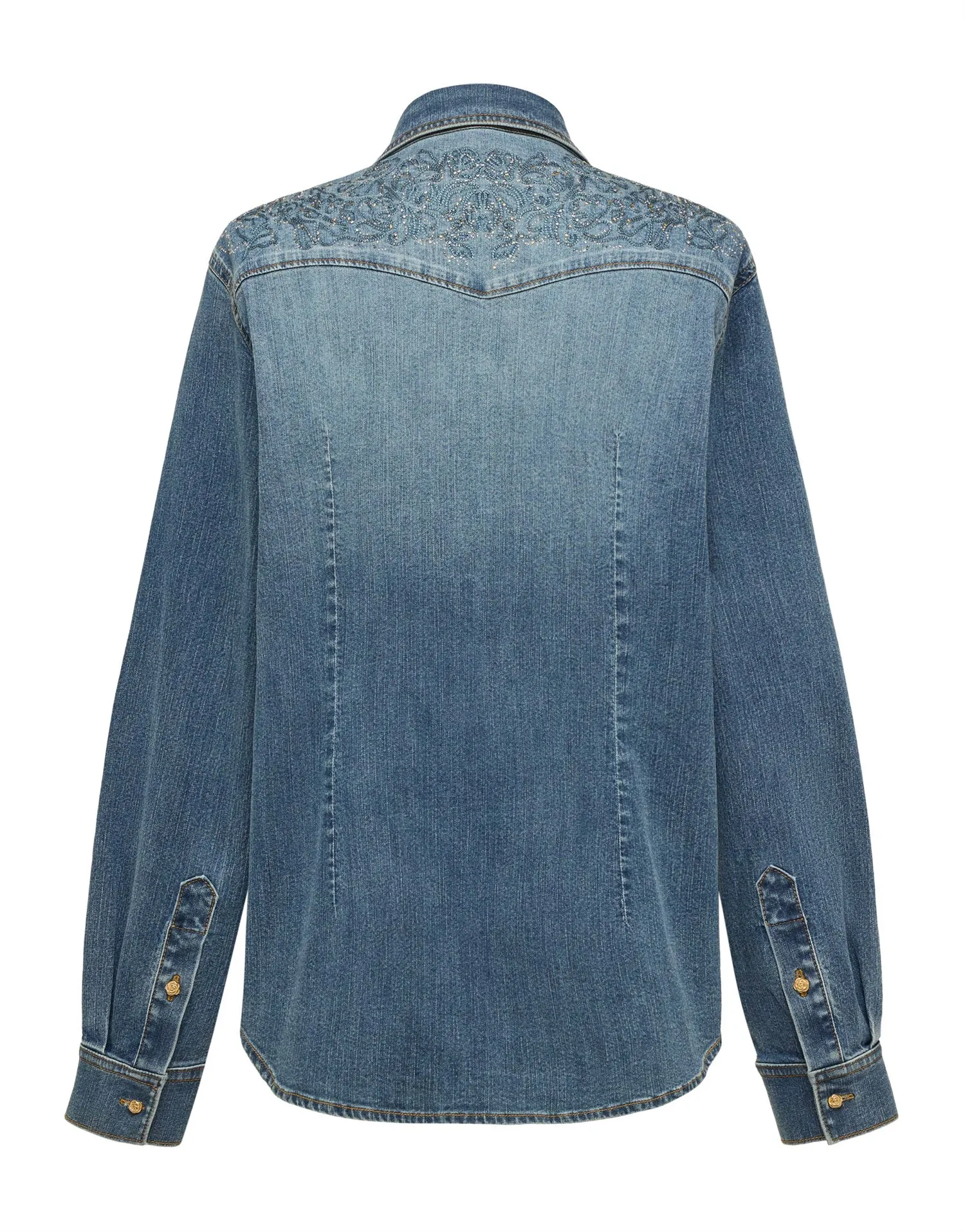 YAYING Braided Embroidery Denim Cotton Shirt