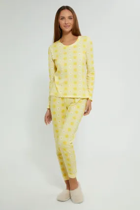 Yellow All-Over Print Pyjama Set (2 Piece)