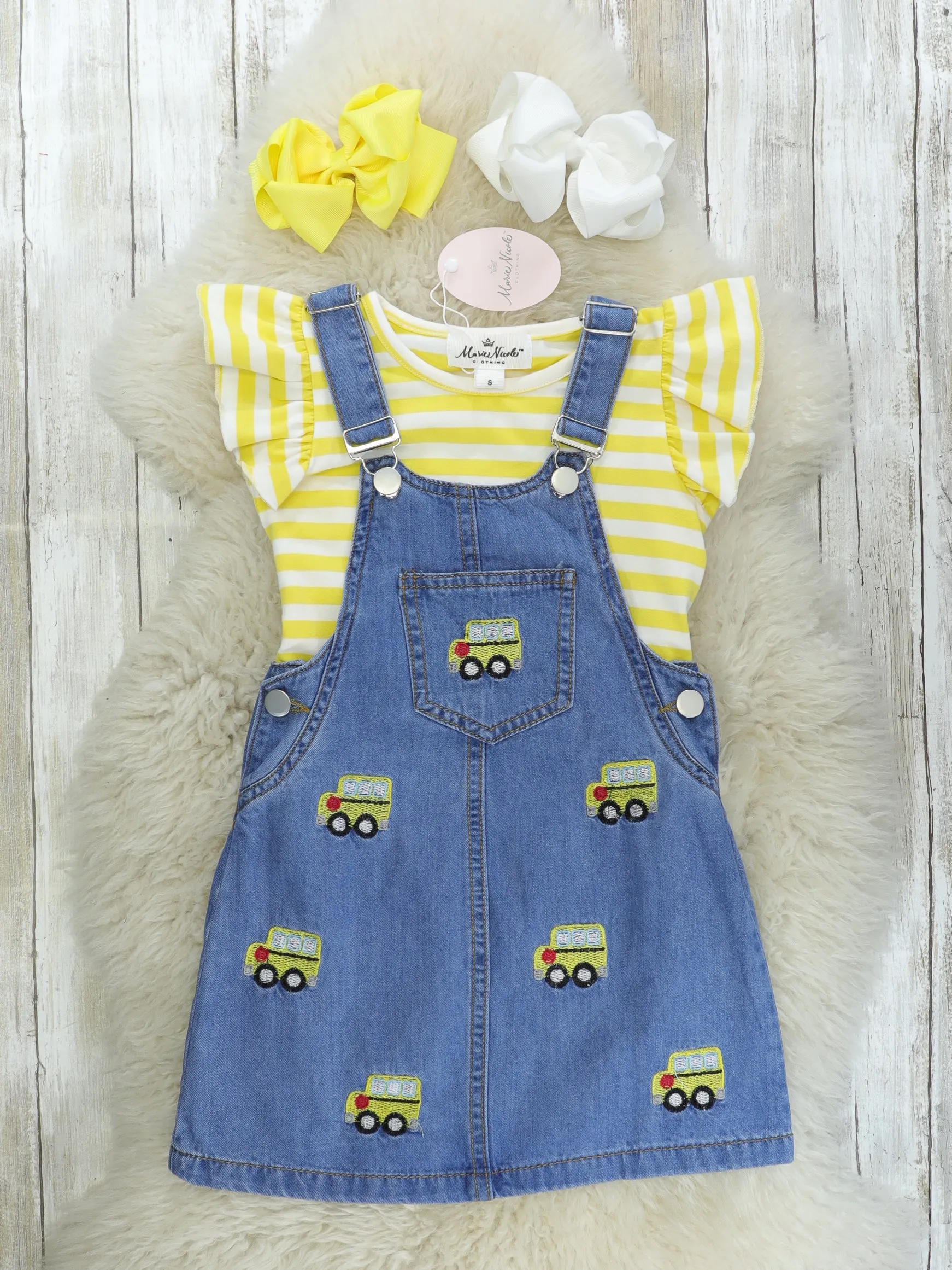 Yellow Bus Denim Overall Dress