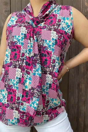 YMY6932 Multi color/pattern sleeveless blouse (FS9)