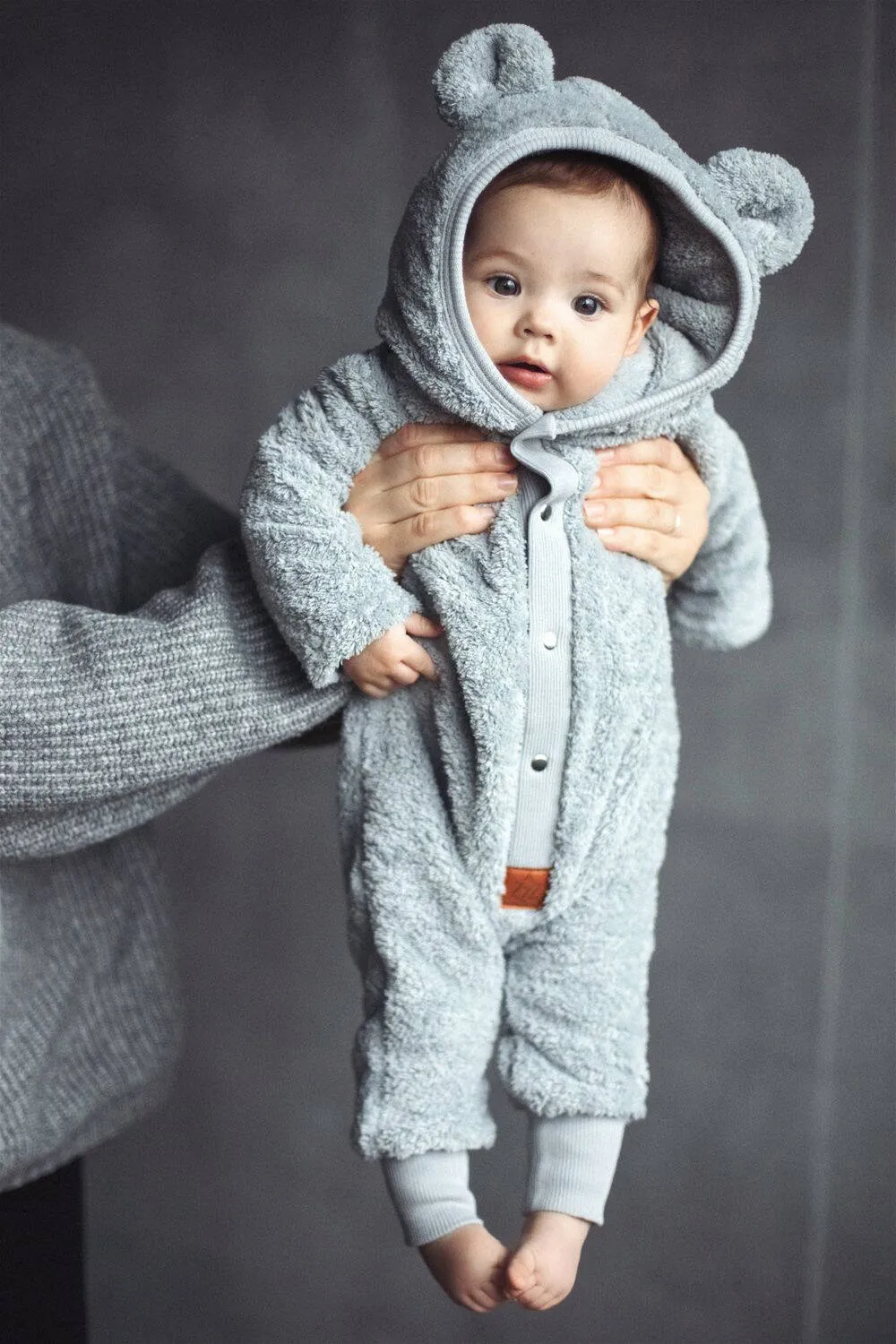 Zezuzulla Overall Eared Jumpsuit Fuzzy Grey